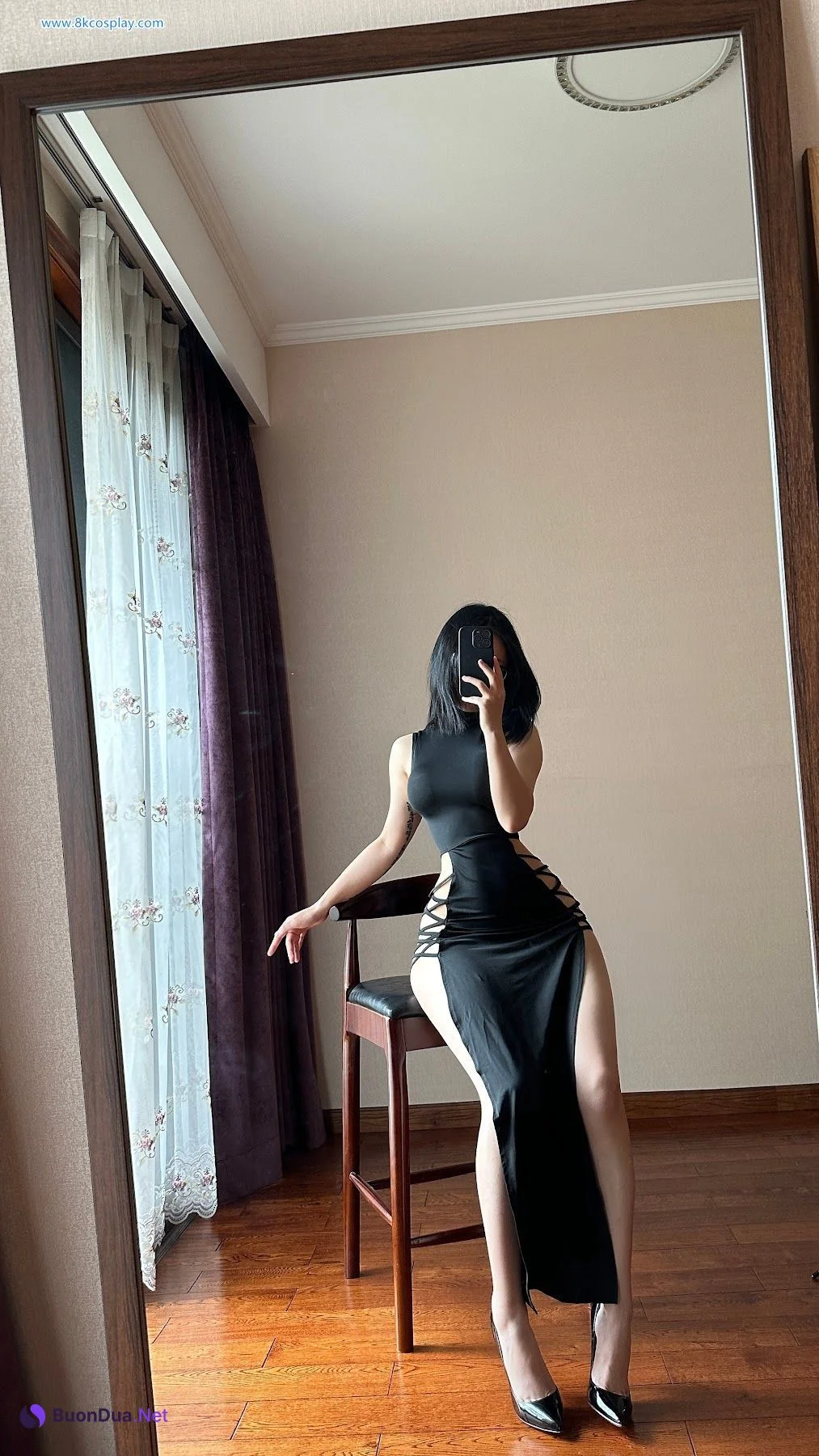 俏妞qiaoniuTT – 国风黑丝开叉旗袍 Sexy Black Qi Pao - Photo 20