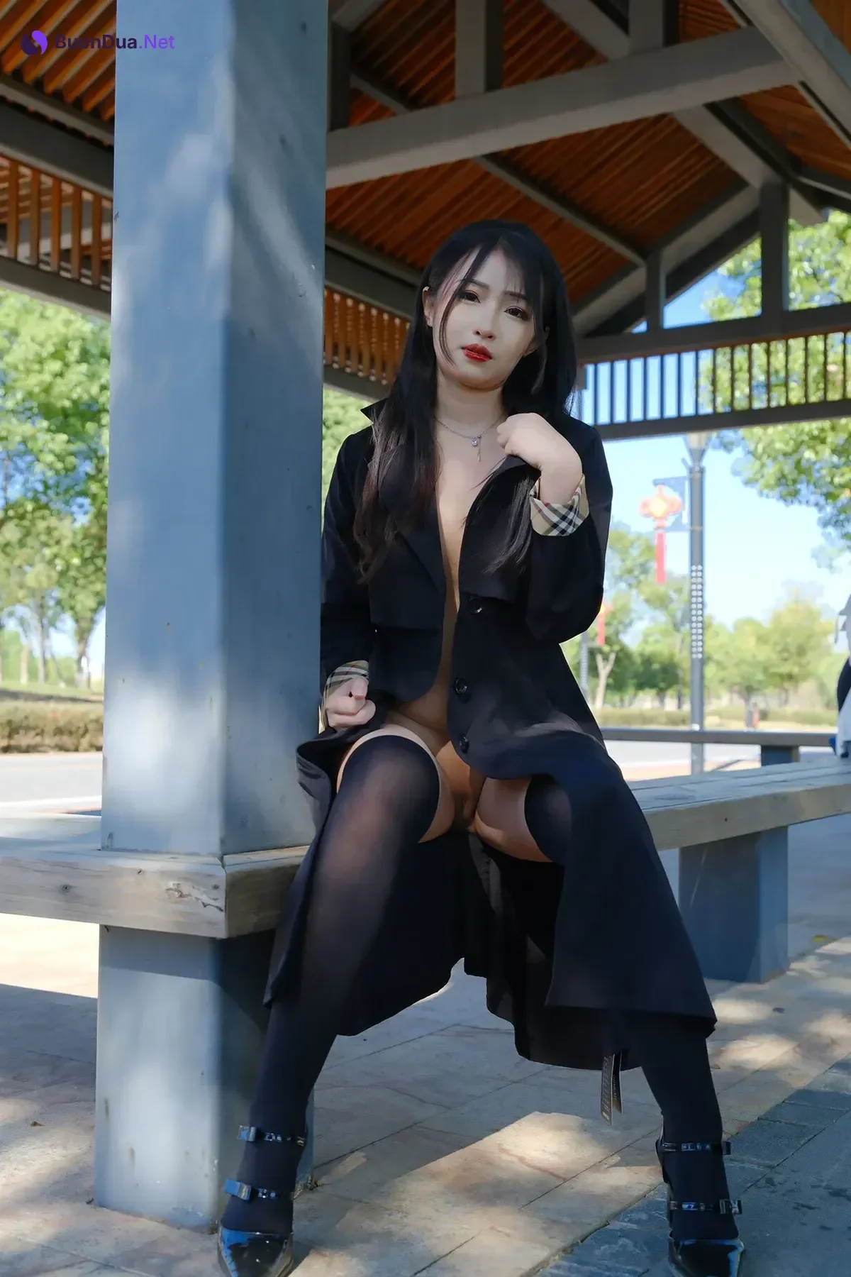 小泽 – 黑丝御姐 户外露出 Set.02 - 사진 13